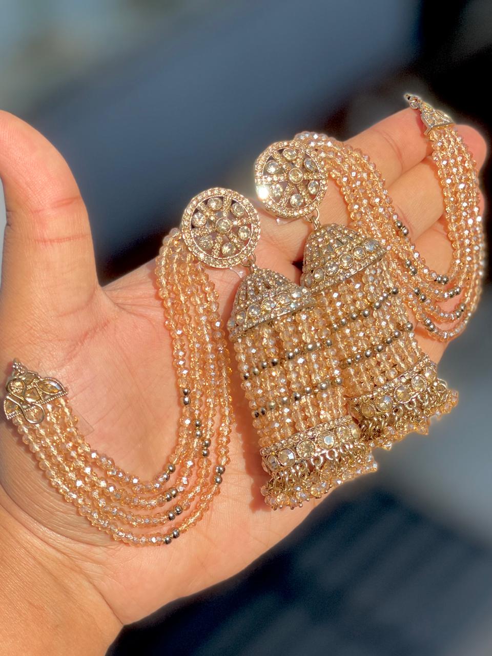 Beautiful Premium Quality  Crystal Beads Work Bahubali Jhumka....